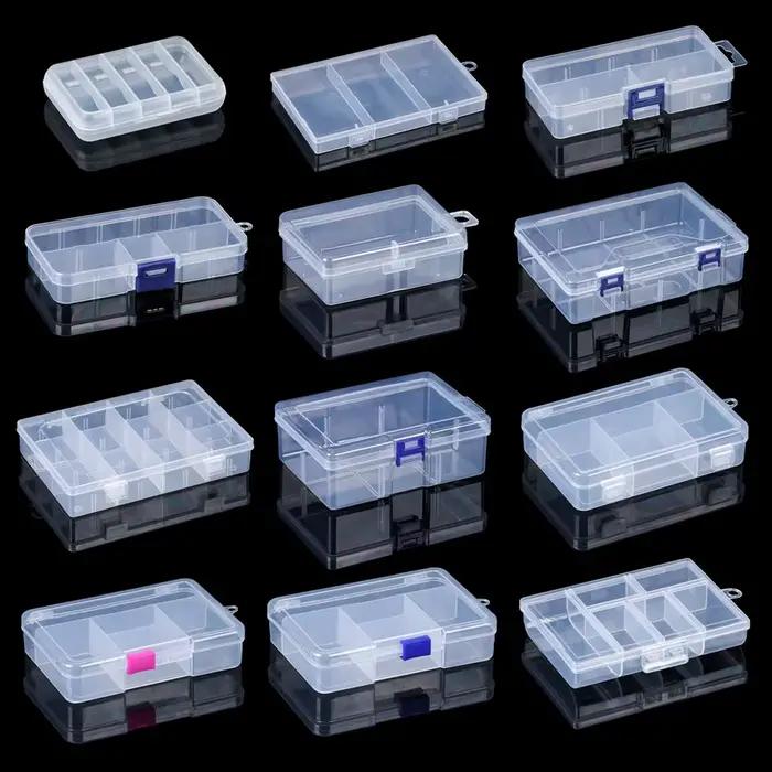 Boîte de rangement en plastique transparent, petite boîte carrée multi-styles pour bijoux, broderie