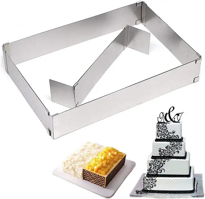Cadre de cuisson rectangulaire réglable avec séparateurs, anneau à gâteau, moule de cuisson réglable