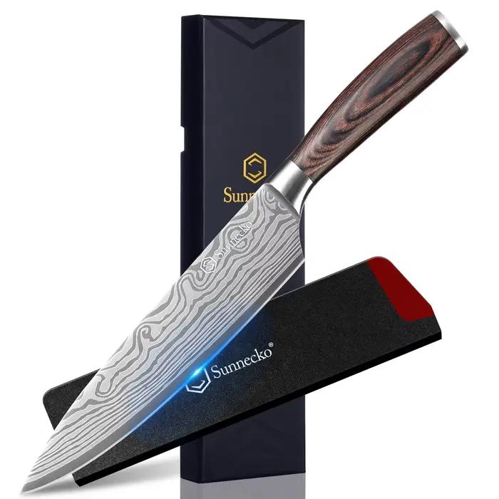 Sunnecko couteau de Chef 8 "5.5" couteaux de cuisine en acier inoxydable à haute teneur en carbone o