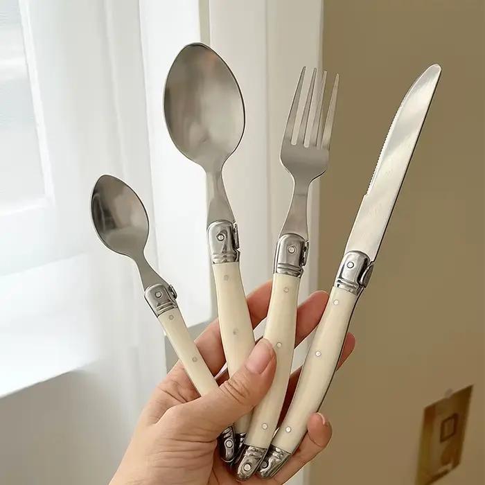 Laguiole – ensemble de couverts, couteau à Steak, fourchette, cuillère à dîner, cuillère à café, cou