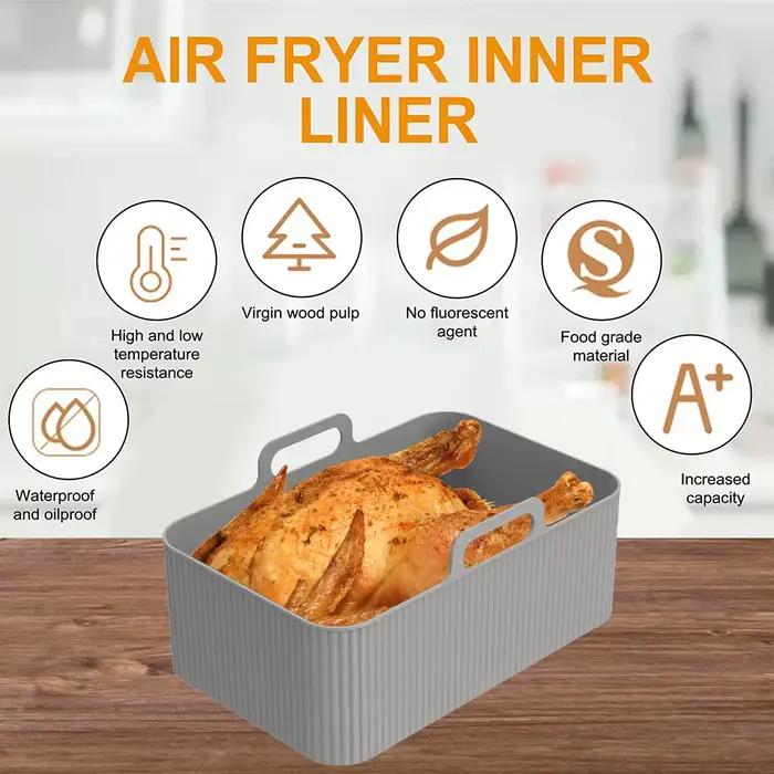 Pot de friteuse à Air en Silicone, 2 pièces, revêtement de friteuse à Air résistant à la chaleur, pa
