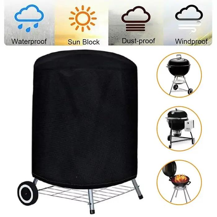 Couverture de gril d'extérieur ronde noire, housse de Protection pour poêle à foyer, pour barbecue,