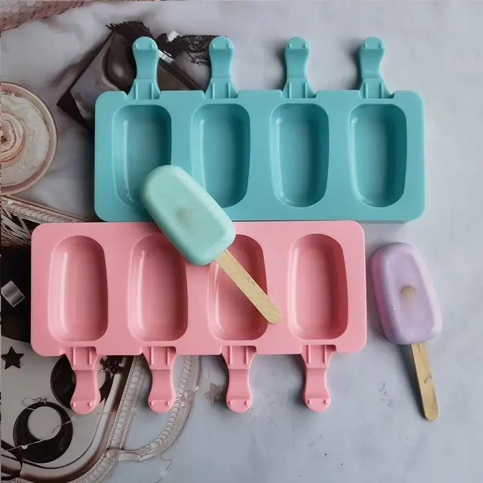 Moule Ovale en Gel de Silice pour Crème Glacée, Outil de Cuisson de Gâteaux, DIY, 4 Cellules
