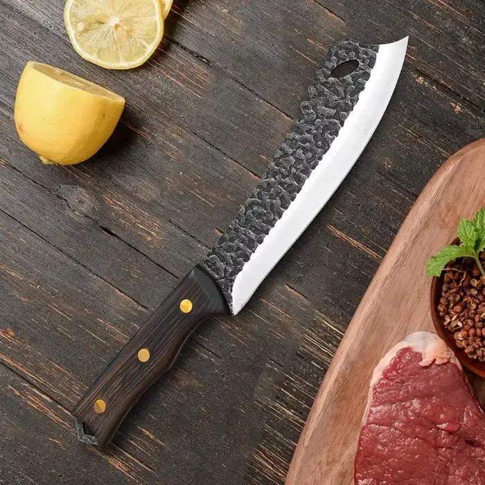Lame opaque en acier inoxydable, ustensile de cuisine fait main, Manche en bois, Chef cuisinier, Cou