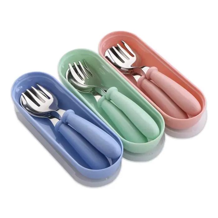 Boîte de fourchettes cuillère pour enfants, couverts en acier inoxydable pour enfants, ustensiles d'