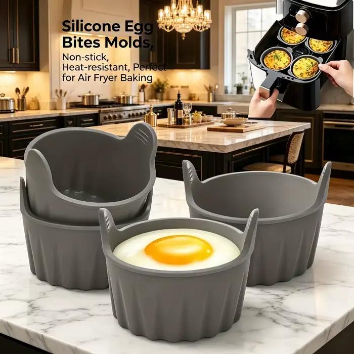 KEMORELA Lot de 4 ramequins en silicone pour friteuse à air, grands moules à muffins, moules à œufs