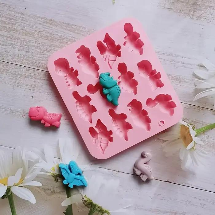 Moule 3D dinosaure en Silicone pour Fondant, chocolat, bonbons, Biscuit, gâteau, bougie, savon, arti