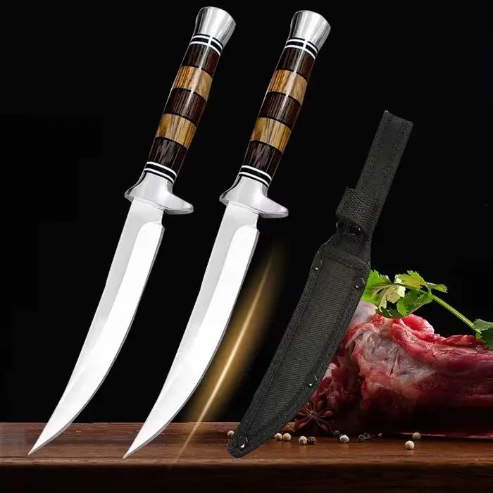 Couteau Sashimi en acier inoxydable avec manche en bois, couteau à fileter la viande et le poisson,