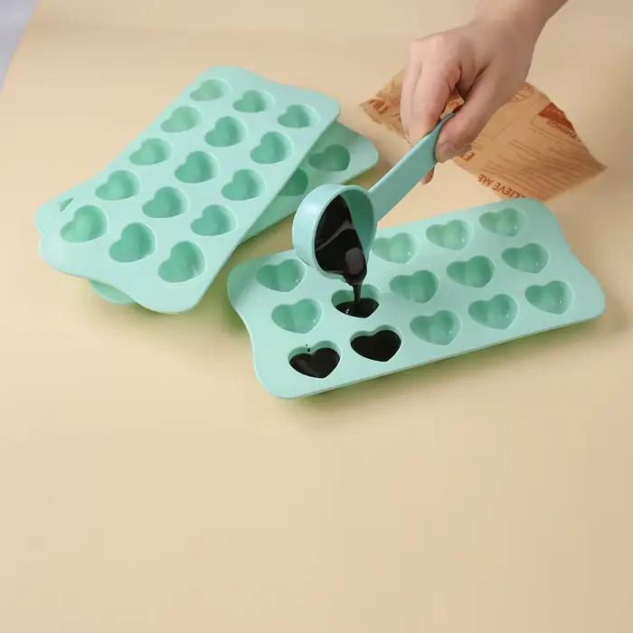 Moule à chocolat en Silicone tridimensionnel en forme de cœur, 15 trous, grille de glace, Mousse, bo