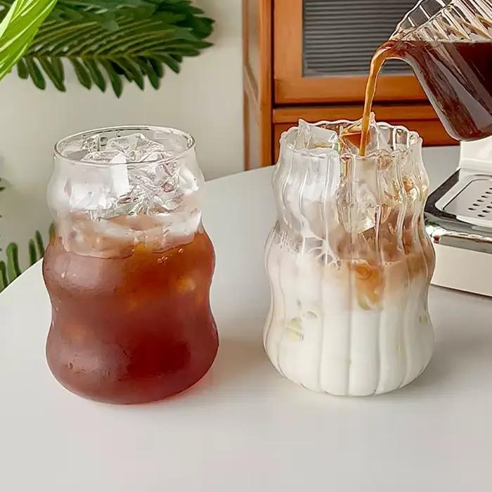 Verres à eau en verre de 530ml, 1 pièce, tasse à rayures, résistant à la chaleur, verres parfaits po
