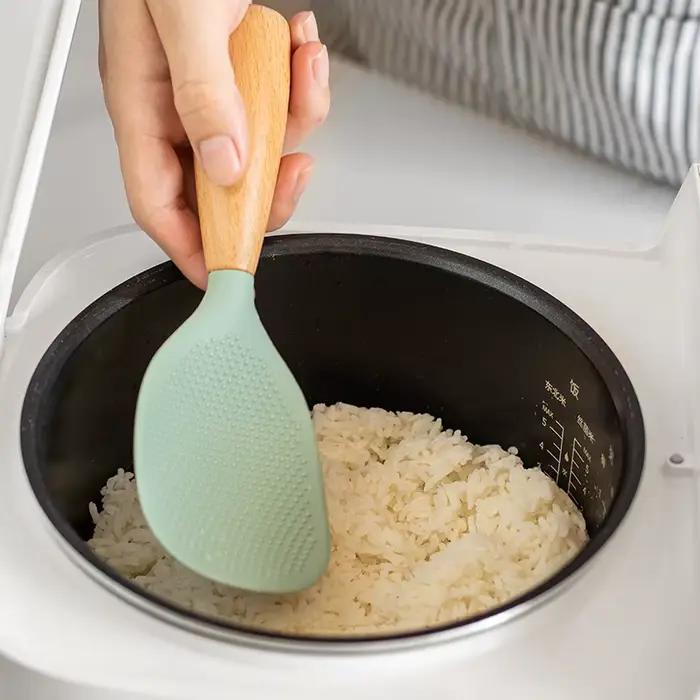 Cuillère de cuisine antiadhésive en Silicone, 1 pièce, Pot Anti-brûlure, riz, cuillère résistante au