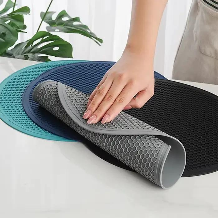 Dessous de verre en silicone pour grands polymères, napperon en accent d'abeille, porte-pot, table,