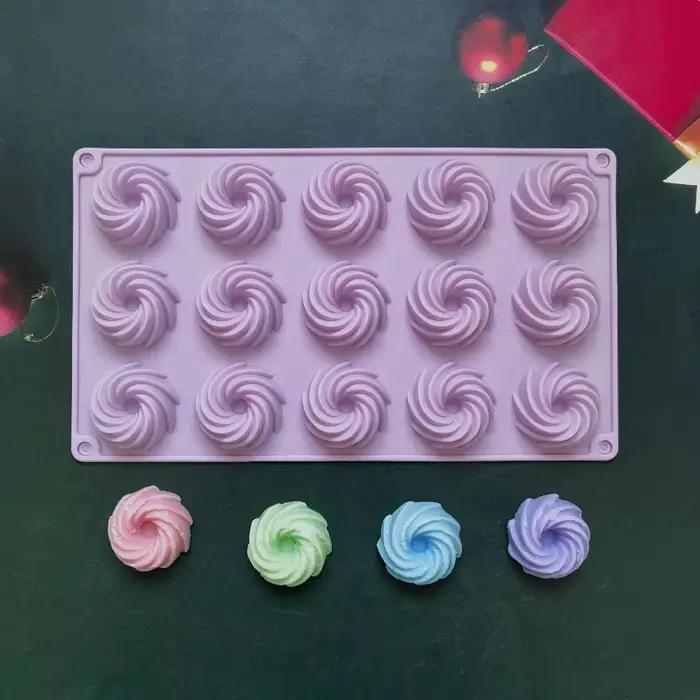 Moule à gâteau en Silicone en forme de spirale à 15 trous, Mousse, Dessert, cuisson de beignets au c