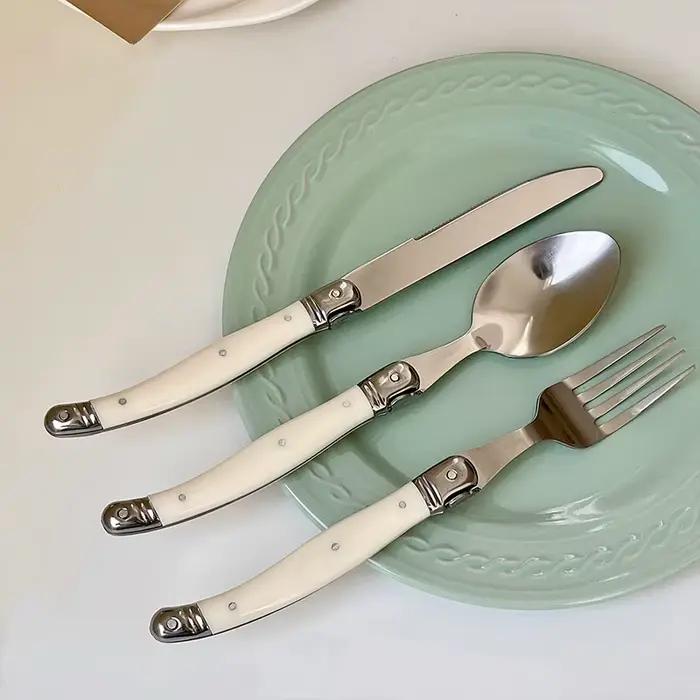 Laguiole – ensemble de couverts, couteau à Steak, fourchette, cuillère à dîner, cuillère à café, cou