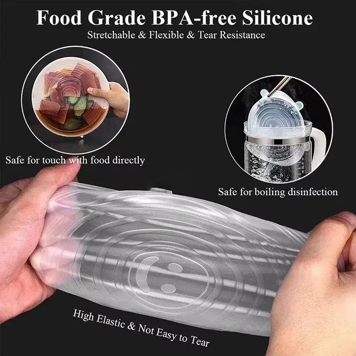 Couvercle extensible en Silicone, accessoires de cuisine pouvant être réutilisé, couvercle alimentai