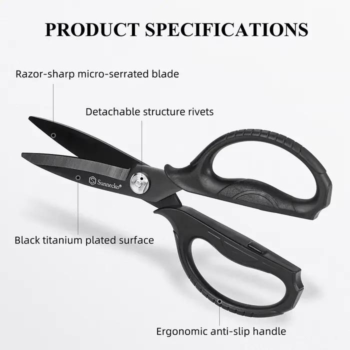 Sunnecko – ciseaux de cuisine professionnels robustes, outil de coupe polyvalent, ciseaux plaqués ti