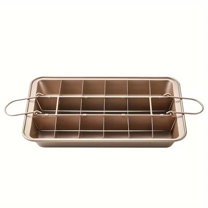 18 moules carrés prédécoupés pour brownies, ustensiles de cuisson en acier au carbone avec poignées