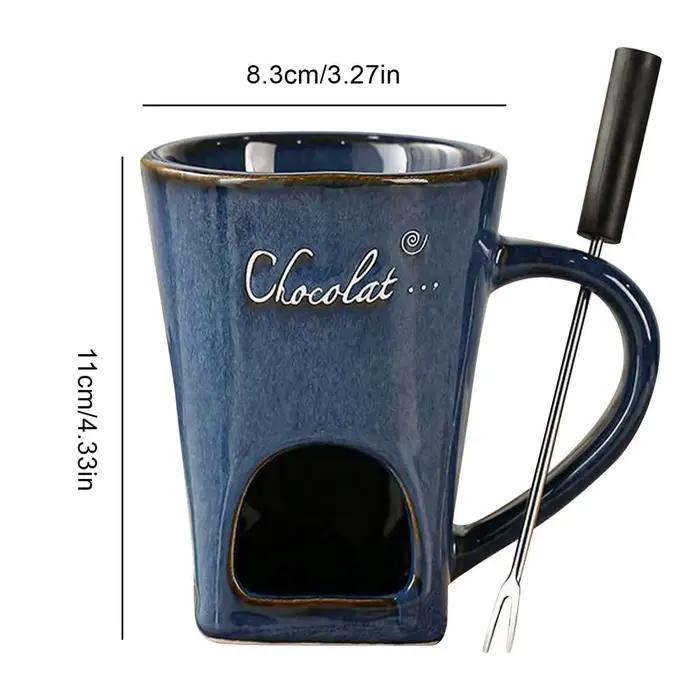 Ensemble de Fondue au chocolat 130ml, Pot de fusion en céramique avec 6 fourchettes, Kit de trempage