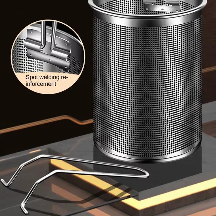 Pot de friteuse épais avec panier et couvercle, grande friteuse en acier inoxydable, passoire à pâte