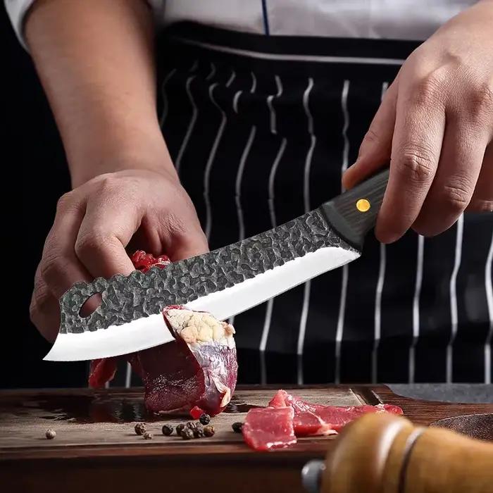 Lame opaque en acier inoxydable, ustensile de cuisine fait main, Manche en bois, Chef cuisinier, Cou