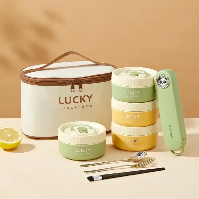 WORTHBUY Boîte à lunch thermique scellée portable pour enfants, empilable, micro-ondes, boîte à bent
