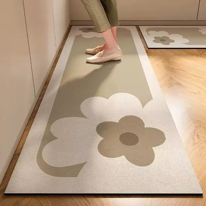 Tapis de sol en boue de diatomite de cuisine douce de style japonais, tapis super antidérapant, supe