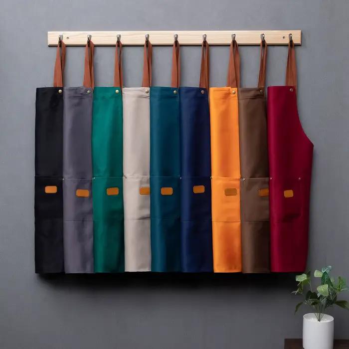 Tabliers de cuisine avec logo brodé personnalisé, vêtements de cuisson avec poches, bavoir adulte, s