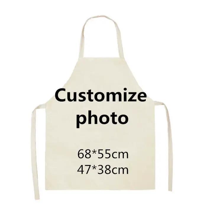 Tablier de cuisine avec Photo personnalisée pour femmes et hommes, bavoir de cuisson à la taille, ou