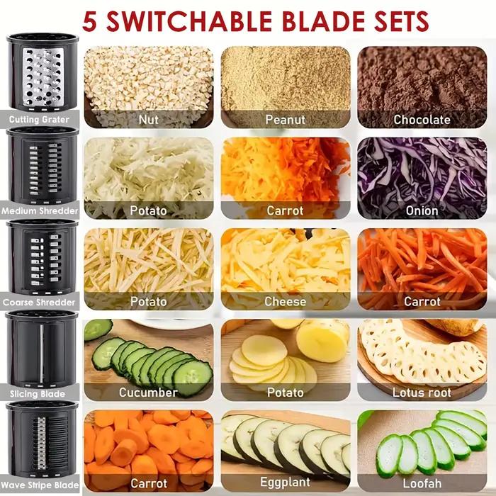 Accessoire de broyeur de trancheuse pour batteur sur socle KitchenAid avec 5 lames