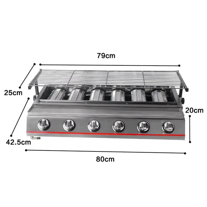 Grill de Barbecue au gaz à 6 brûleurs en acier inoxydable