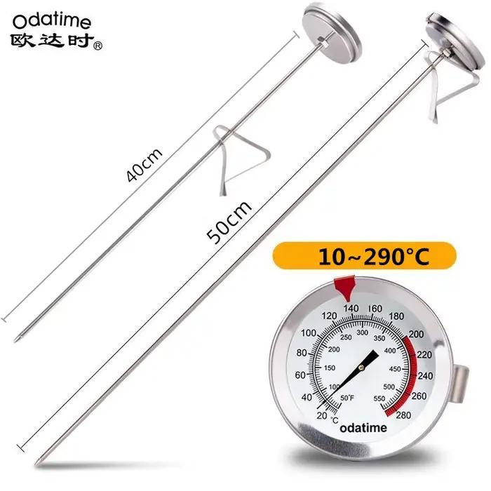Odatime 40/50CM thermomètre en acier inoxydable pour viande eau BBQ gril four cuisine