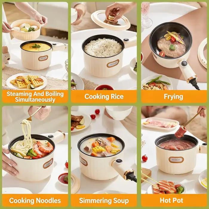 Nouvelle Marmite Electrique Multifonctionnelle Cuisson Portable Double Couche Wok Antiadhésif Petites Tailles Occasions Spéciales Cuisine Facile