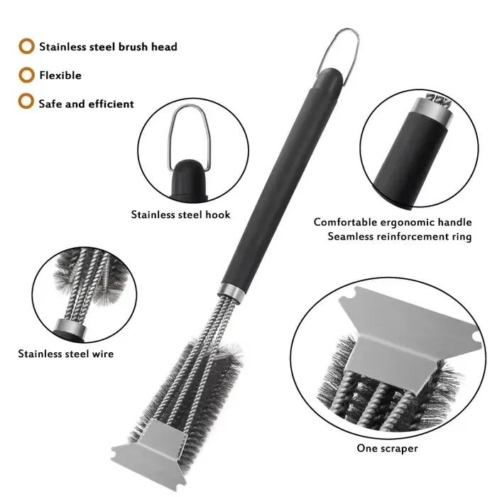 Kit de nettoyage de Barbecue en poils d'acier inoxydable