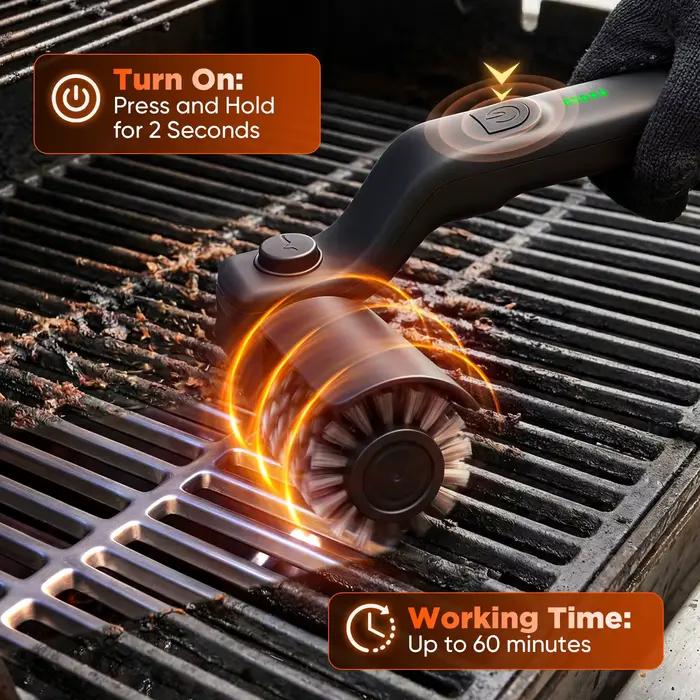 Brosse de nettoyage pour barbecue électrique à 3 vitesses