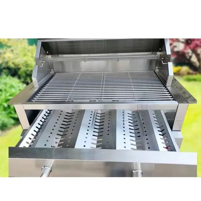 Grand gril extérieur à gaz et au charbon de bois pour les fêtes avec contre-grill