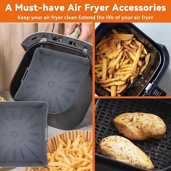 Doublures de panier en silicone pour friteuse à air 9 pouces XXL pour four compatible 6-8QT occassions saines et savoureuses
