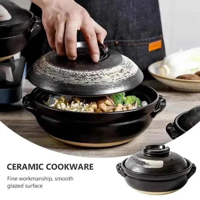 Pot en céramique argile cuisson Casserole japonais ragoût couvercle de soupe Pots chauds coréen marmite plat