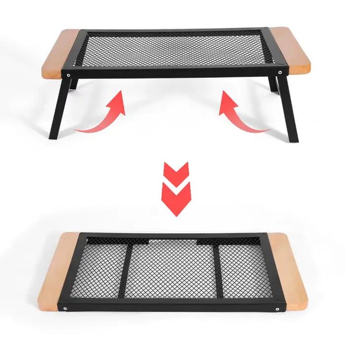 Table de gril de Camping pliante, grille en acier de gril de feu de camp Portable pour le Camping, la randonnée, le pique-nique