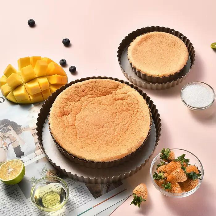 Moule à tarte cannelé acier au carbone fond amovible antiadhésif outils à gâteaux cuisson uniforme desserts professionnels occasions spéciales