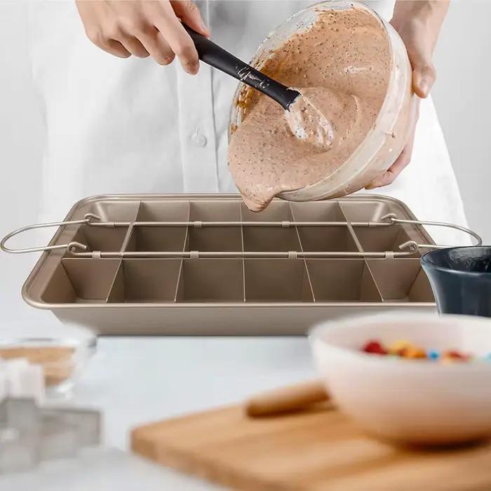 Poêle à Brownie avec séparateurs acier au carbone pour cuisson au four moules carrés Brownies mini-gâteaux pizza carrées occasions spéciales