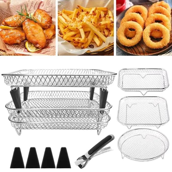 Grille de friteuse à air à 3 couches adaptée aux friteuses à air