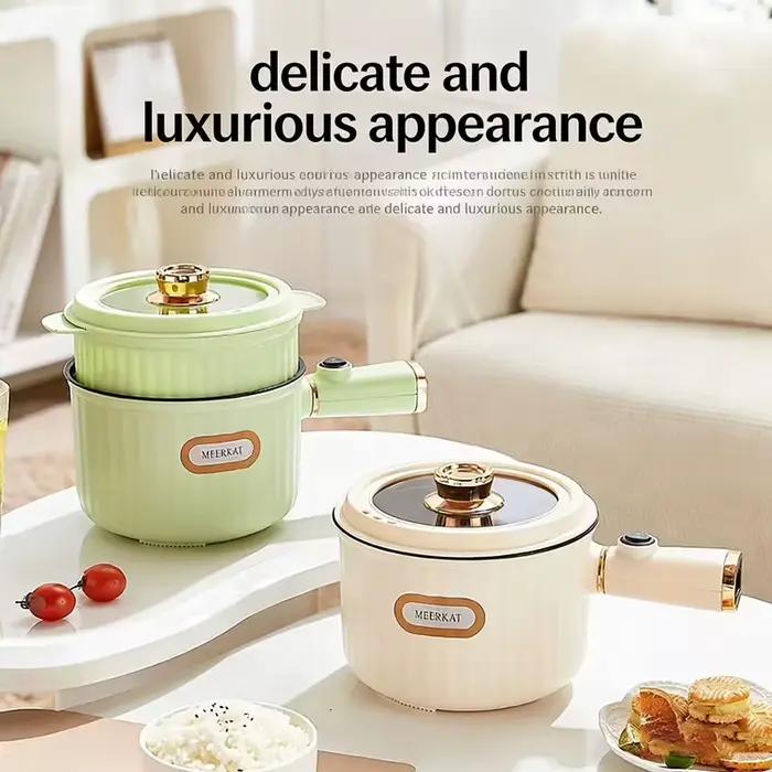 Nouvelle Marmite Electrique Multifonctionnelle Cuisson Portable Double Couche Wok Antiadhésif Petites Tailles Occasions Spéciales Cuisine Facile
