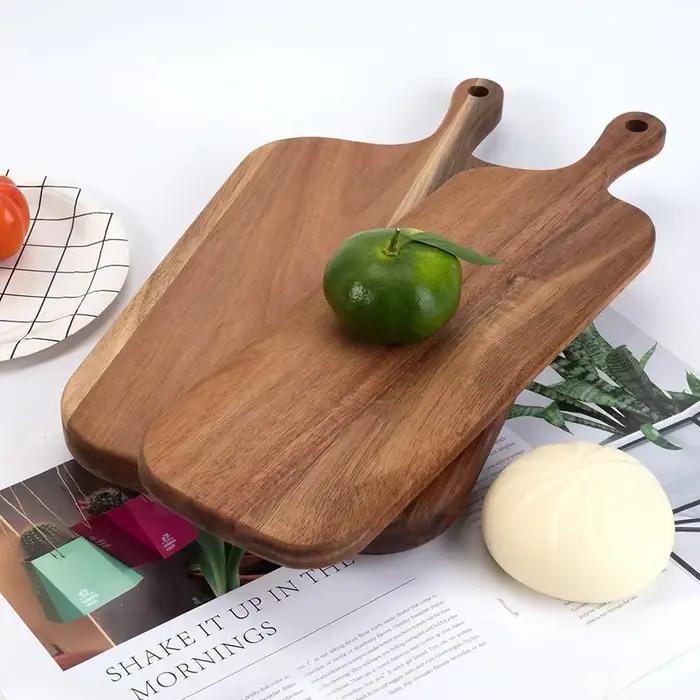 Planche à découper en bois avec poignée pour fromage, charcuterie, fruits et pain - Polyvalente et durable pour la cuisine et les fêtes