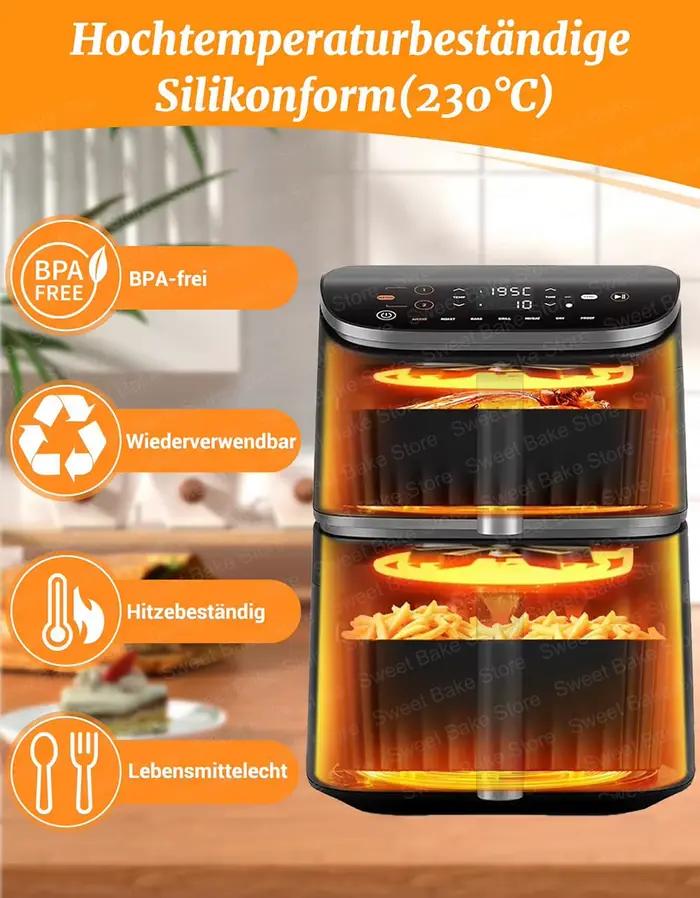 Ensemble de Moules de Cuisson en Silicone pour Friteuse à Air Cosori Turbo Tower Pro et Smart Double Pile Occasions Familiales et Spéciales