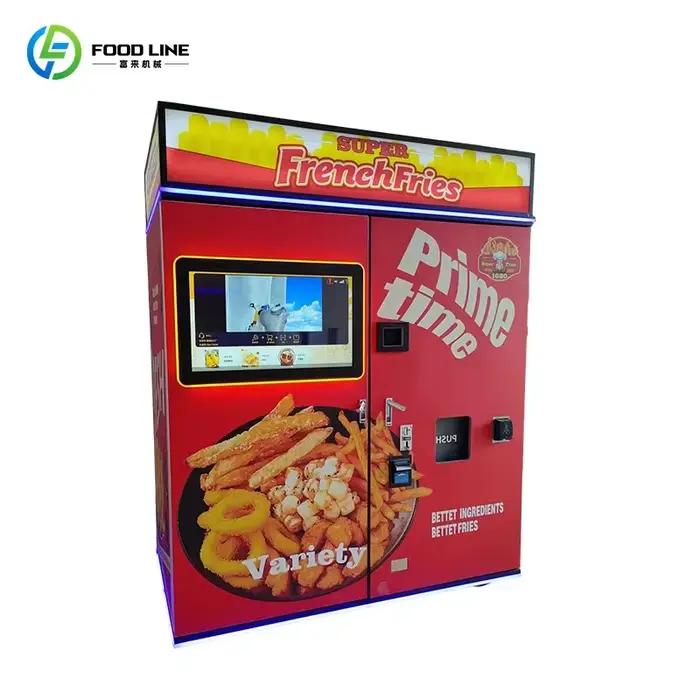 Distributeur automatique de frites et de poulet frit FOODLINE personnalisé à air chaud, machine de vente automatique multifonctionnelle avec écran tactile haute définition, système de paiement flexible pour espaces commerciaux, événements et lieux de loisirs