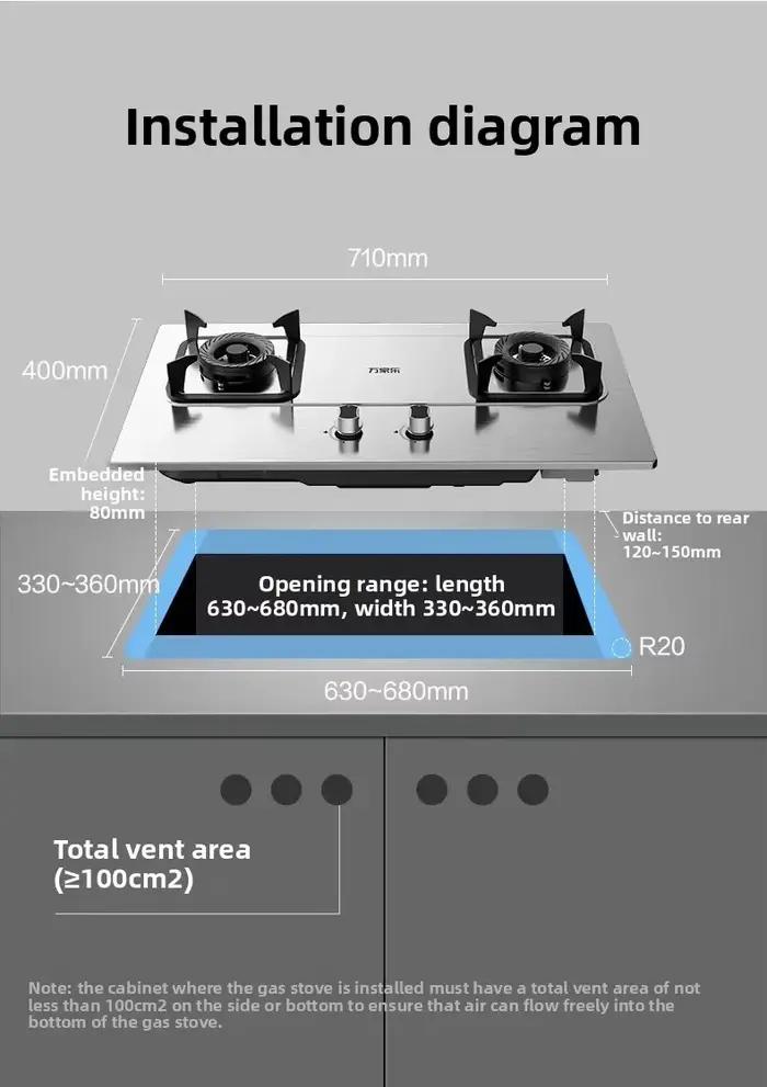 Cuisinière à gaz en acier inoxydable Vanward pour la maison