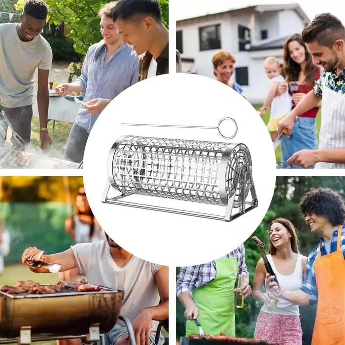 Panier de gril roulant rond en acier inoxydable