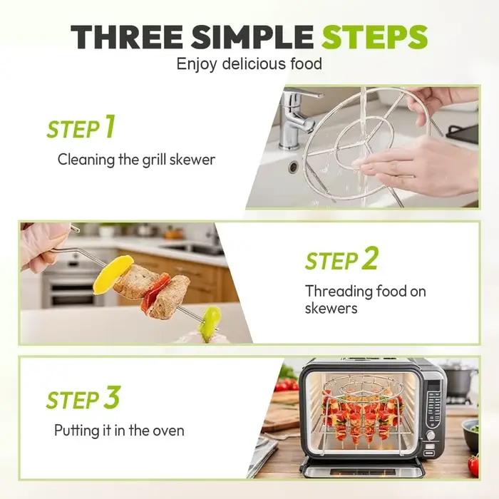 Support de brochettes en acier inoxydable pour friteuse à air