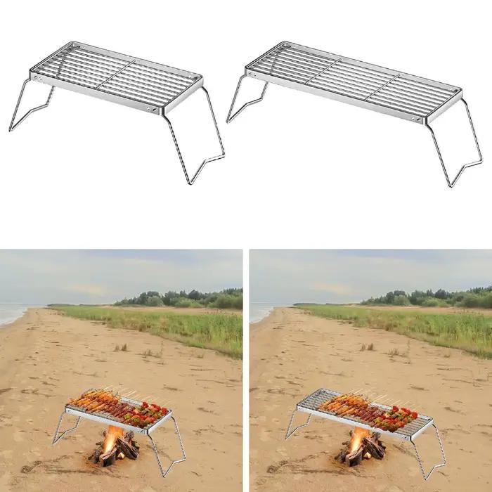 Grille de feu de camp pliante compacte légère multi-usage pliable