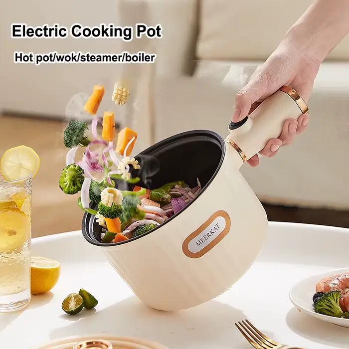 Nouvelle Marmite Electrique Multifonctionnelle Cuisson Portable Double Couche Wok Antiadhésif Petites Tailles Occasions Spéciales Cuisine Facile